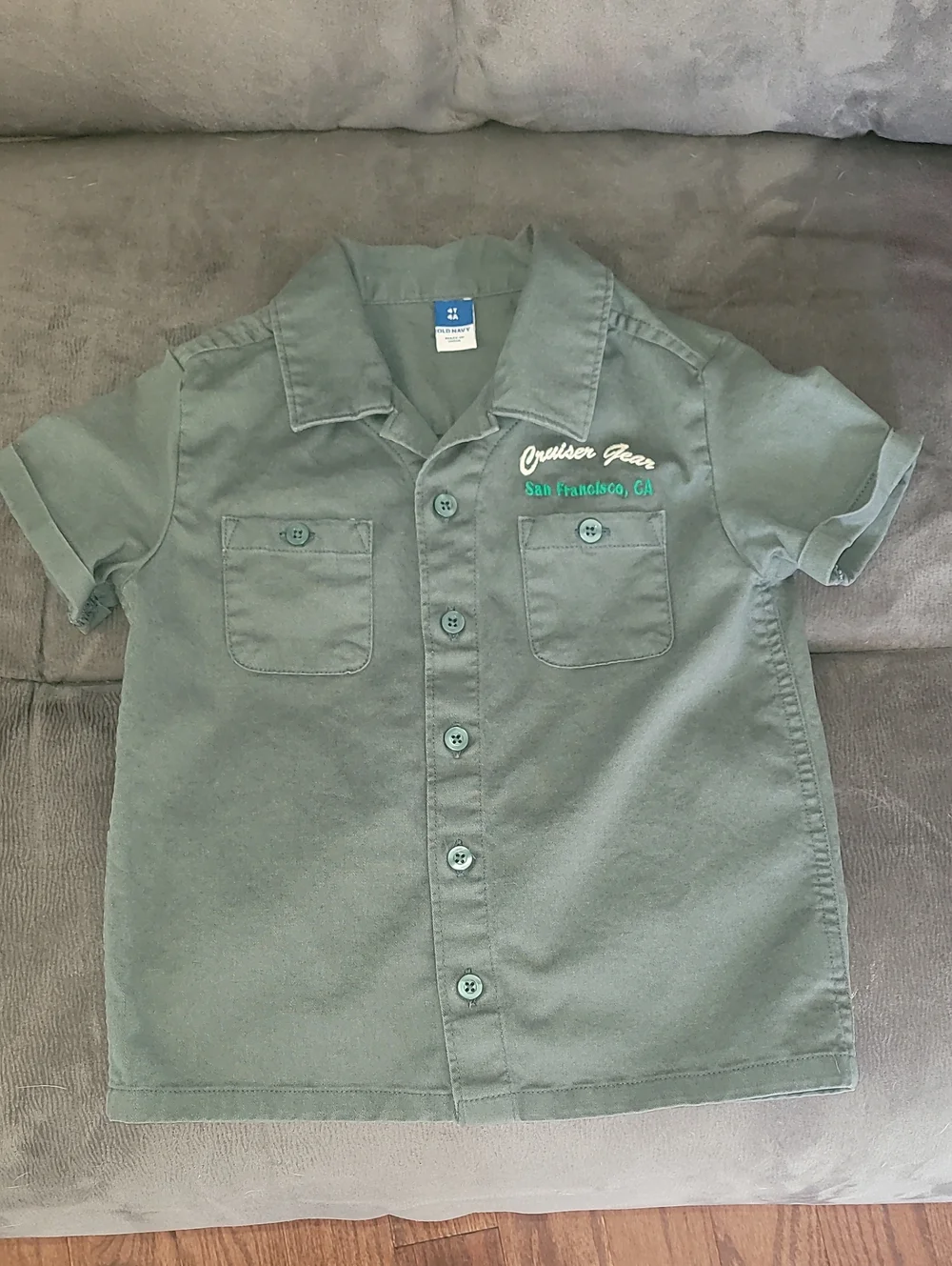 Old Navy Cruiser Gear Forest Green Short-Sleeve Mechanic Shirt for Kids